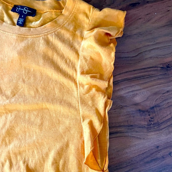 NWT Jessica Simpson YARA RUFFLED SLEEVES BLOUSE BUTTERCUP/GOLD SIZE:SMALL - Picture 5 of 10